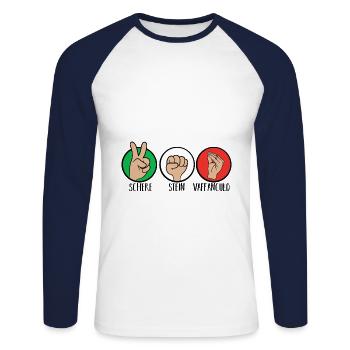 Italie Italien Vaffanculo - T-shirt baseball manches longues Homme - blanc/marine - Devant - Nik (191cm)