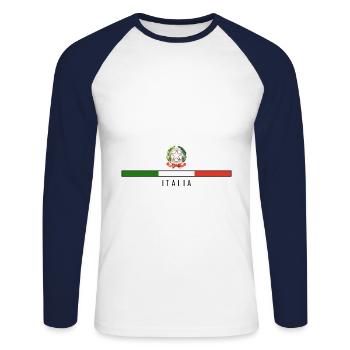Italie Italien Italien Italie - T-shirt baseball manches longues Homme - blanc/marine - Devant - Nik (191cm)