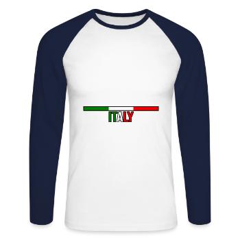 Italie Italien Italien Italie - T-shirt baseball manches longues Homme - blanc/marine - Devant - Nik (191cm)