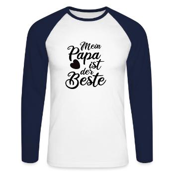 Mein Papa ist der Beste - Unisex Baseballshirt langarm - Weiß/Navy - Vorne - Nik (191cm)
