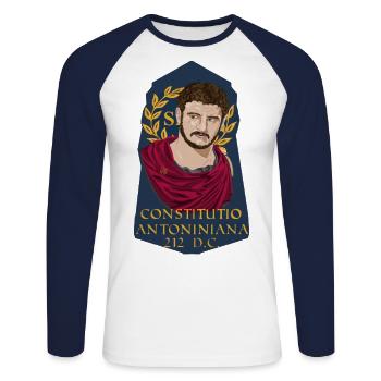 Édit de Caracalla - T-shirt baseball manches longues Homme - blanc/marine - Devant - Nik (191cm)