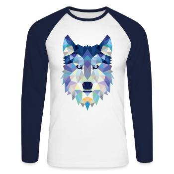Wolf Wolfskopf Graphic Pack Wolves Gift Idea - Unisex Long Sleeve Baseball T-Shirt - white/navy - Front - Nik (191cm)