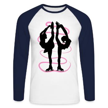 Eiskunstlauf Schlittschuhlauf Eis Figuren Tanz - Unisex Baseballshirt langarm - Weiß/Navy - Vorne - Nik (191cm)
