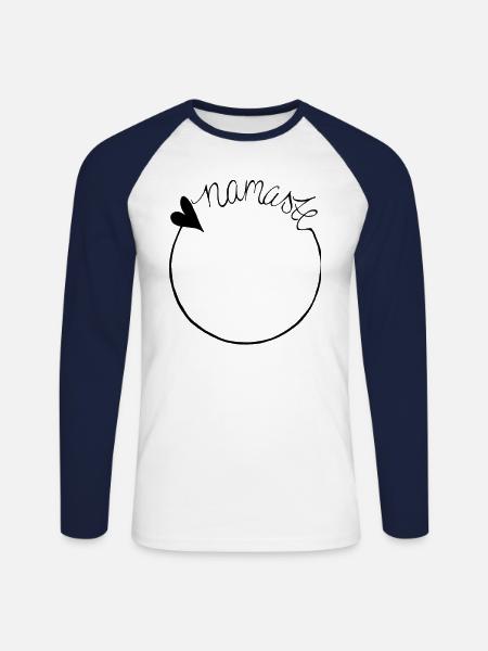 Namaste Yoga Sanskrit Vegan Geschenk /Geschenkidee - Unisex Baseballshirt langarm - Weiß/Navy