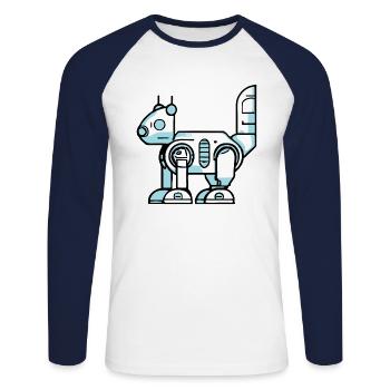 Cyber Robots Écureuils - T-shirt baseball manches longues Homme - blanc/marine - Devant - Nik (191cm)