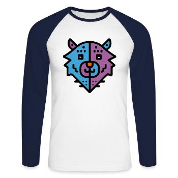 Drôle d’ours de dessin animé en style vectoriel - T-shirt baseball manches longues Homme - blanc/marine - Devant - Nik (191cm)