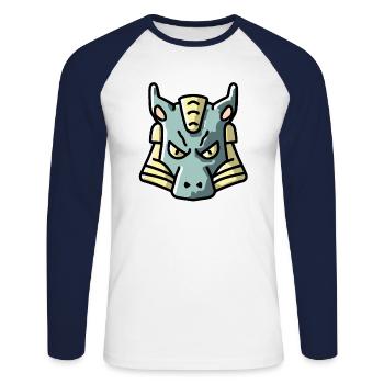 Finter looking dragon - Unisex Long Sleeve Baseball T-Shirt - white/navy - Front - Nik (191cm)