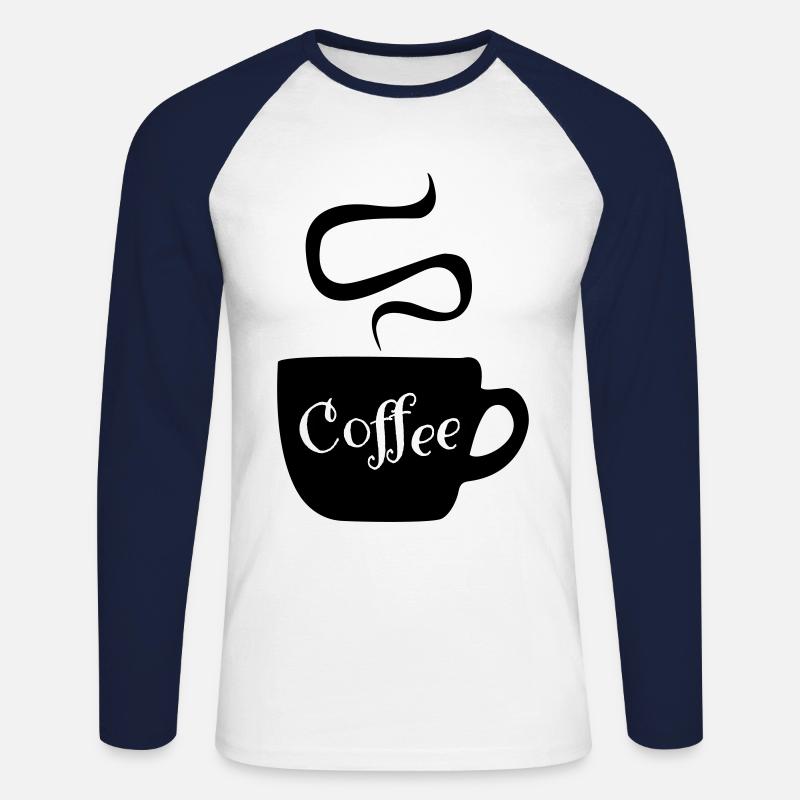 Kaffee - Unisex Baseballshirt langarm - Weiß/Navy