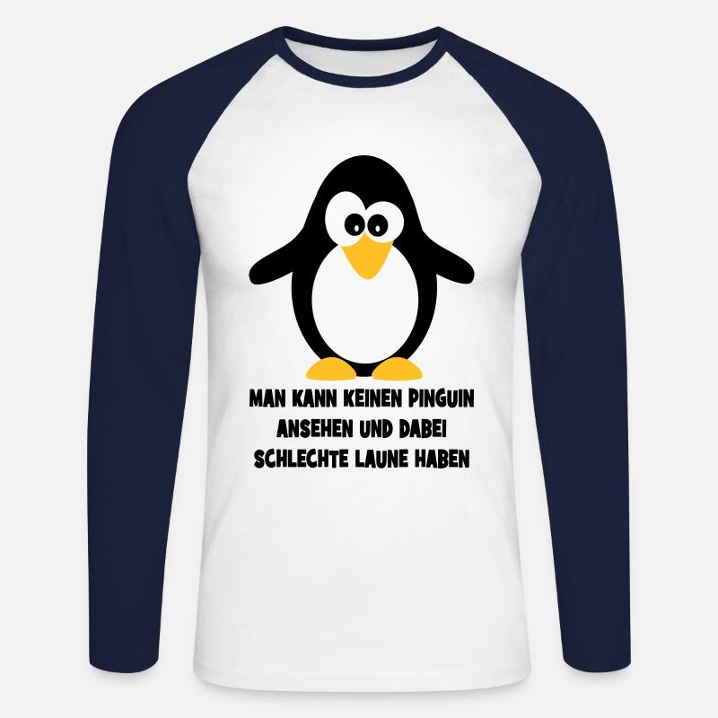 Pinguin - Unisex Baseballshirt langarm - Weiß/Navy