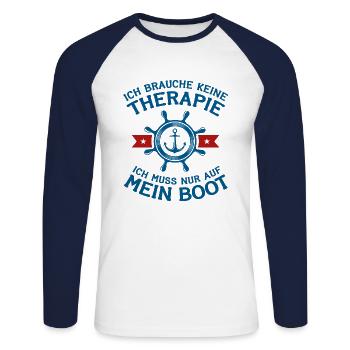 Boot Bootfahren Therapie Steuerrad Geschenk - Unisex Baseballshirt langarm - Weiß/Navy - Vorne - Nik (191cm)