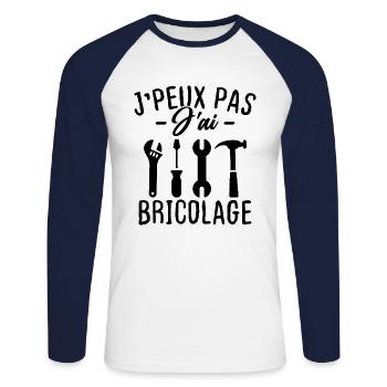 Ich kann nicht DIY - Unisex Baseballshirt langarm - Weiß/Navy - Vorne - Nik (191cm)