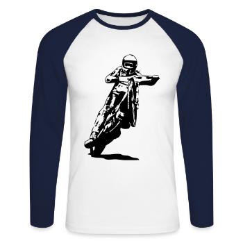 Speedway - Unisex Baseballshirt langarm - Weiß/Navy - Vorne - Nik (191cm)