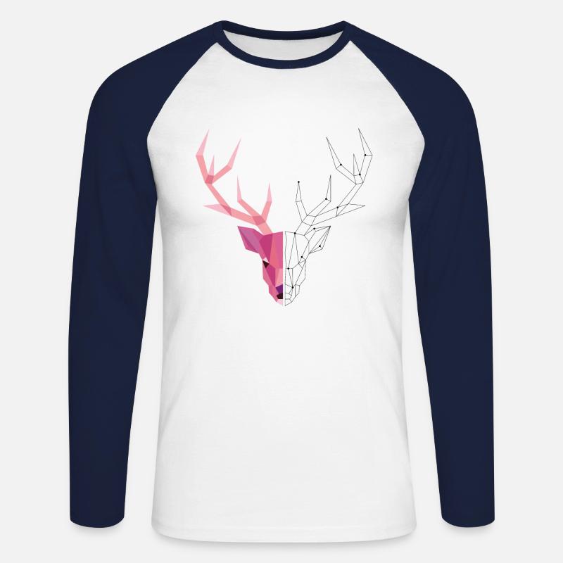 Geometrischer Hirsch - Unisex Baseballshirt langarm - Weiß/Navy