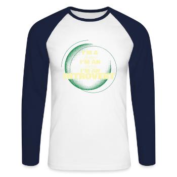 I'm an Introvert, Geschenk, Geschenkidee - Unisex Baseballshirt langarm - Weiß/Navy - Vorne - Nik (191cm)