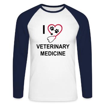 Ich liebe Tiermedizin - Unisex Baseballshirt langarm - Weiß/Navy - Vorne - Nik (191cm)