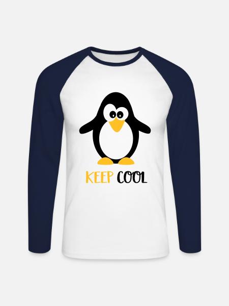 penguin - Unisex Long Sleeve Baseball T-Shirt - white/navy