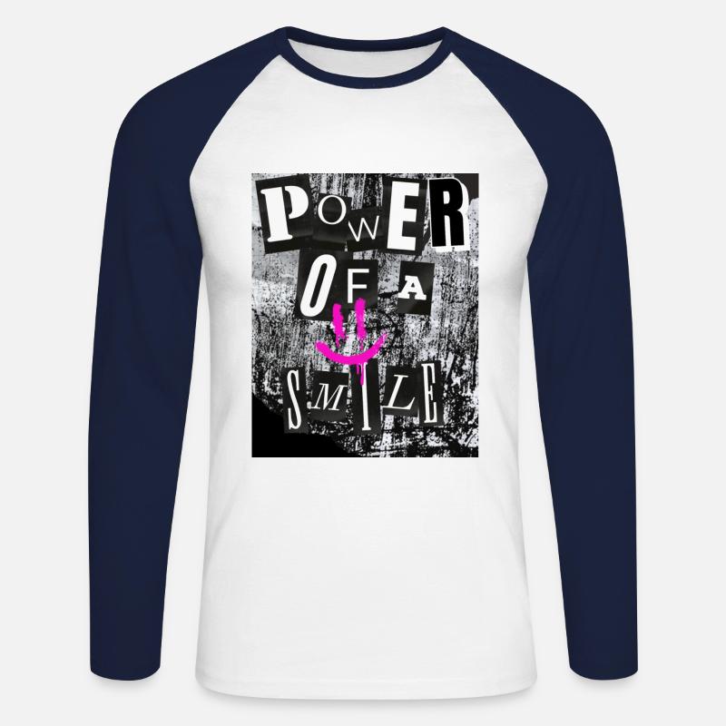 Die Kraft eines Lächelns - Unisex Baseballshirt langarm - Weiß/Navy
