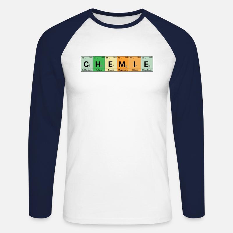 Chemie Elemente bunt - Unisex Baseballshirt langarm - Weiß/Navy