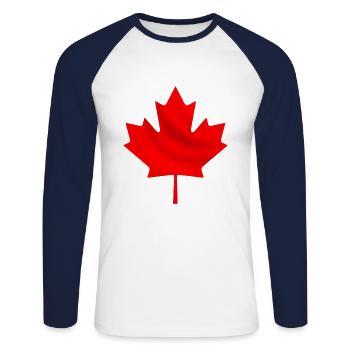 Canada - Unisex Long Sleeve Baseball T-Shirt - white/navy - Front - Nik (191cm)