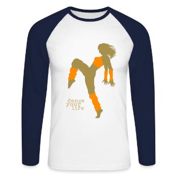 danse ta vie - T-shirt baseball manches longues Homme - blanc/marine - Devant - Nik (191cm)