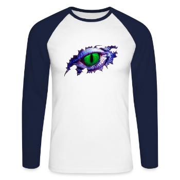 yeux de dragonAM - T-shirt baseball manches longues Homme - blanc/marine - Devant - Nik (191cm)
