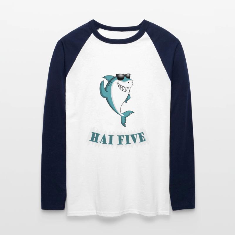 Haifisch High Five oder in dem Fall: HAI FIVE! Unisex Baseballshirt langarm