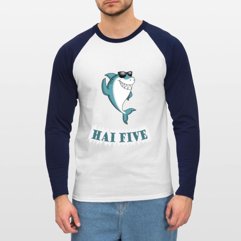 Haifisch High Five oder in dem Fall: HAI FIVE! Unisex Baseballshirt langarm