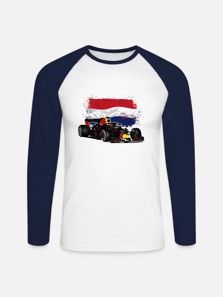 Racecar - Holland Flag - Unisex Baseballshirt langarm - Weiß/Navy