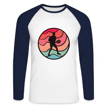 Tennis Player Tennis Game Vintage Tennis Player - Unisex Long Sleeve Baseball T-Shirt - white/navy - Front - Nik (191cm)