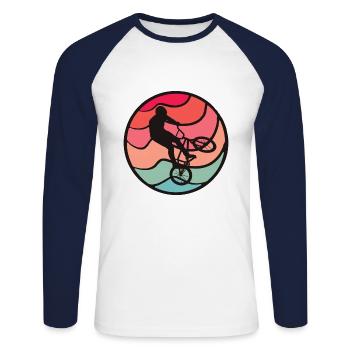 BMX Rider Tricks Cyclist Bike BMX - Unisex Long Sleeve Baseball T-Shirt - white/navy - Front - Nik (191cm)