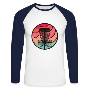 Discgolfer Discgolf Spieler Mädchen Disc Golf - Unisex Baseballshirt langarm - Weiß/Navy - Vorne - Nik (191cm)