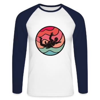 Skydiver Fallschirmspringer Skydive Skydiving - Unisex Baseballshirt langarm - Weiß/Navy - Vorne - Nik (191cm)