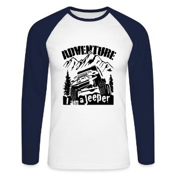I am A Jeeper - T-shirt baseball manches longues Homme - blanc/marine - Devant - Nik (191cm)
