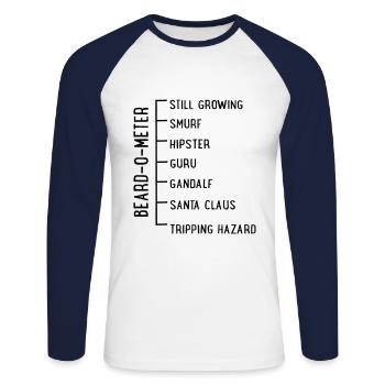 Bart - T-shirt baseball manches longues Homme - blanc/marine - Devant - Nik (191cm)