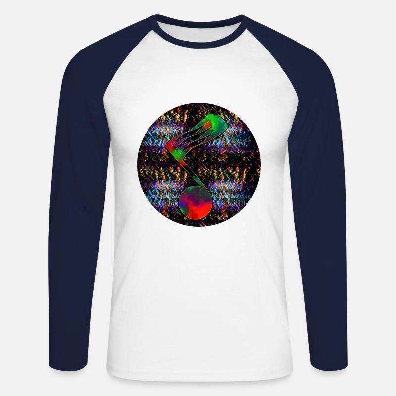 Musiknote - "ONE" - Unisex Baseballshirt langarm - Weiß/Navy