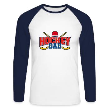 Cadeau pour le père - T-shirt baseball manches longues Homme - blanc/marine - Devant - Nik (191cm)