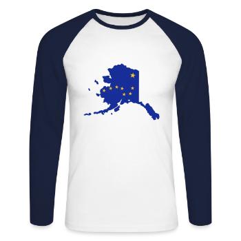 Alaska - T-shirt baseball manches longues Homme - blanc/marine - Devant - Nik (191cm)