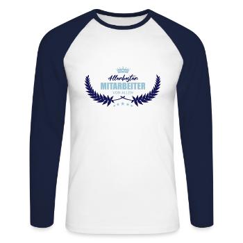 Allerbester Mitarbeiter von allen - Auszeichnung - Unisex Baseballshirt langarm - Weiß/Navy - Vorne - Nik (191cm)