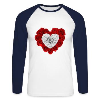 Cœur de Roses - T-shirt baseball manches longues Homme - blanc/marine - Devant - Nik (191cm)