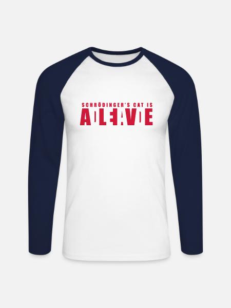 Geek Shirt: Schrödinger's Cat - Unisex Baseballshirt langarm - Weiß/Navy