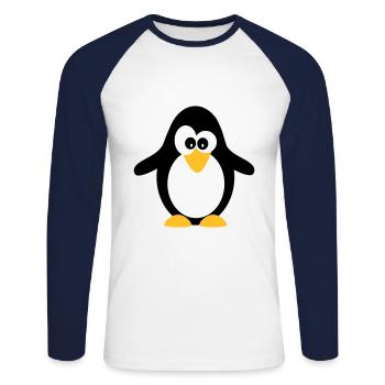 Pingouin - T-shirt baseball manches longues Homme - blanc/marine - Devant - Nik (191cm)