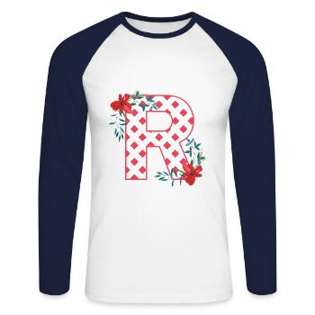 poppies r - Unisex Long Sleeve Baseball T-Shirt - white/navy - Front - Nik (191cm)