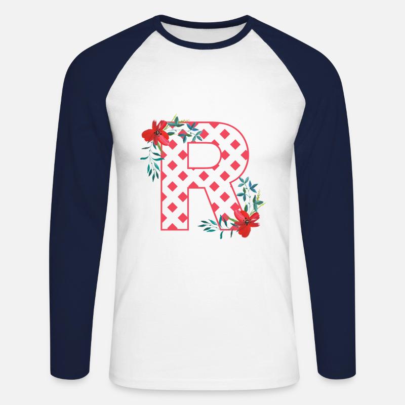 mohnblumen r - Unisex Baseballshirt langarm - Weiß/Navy