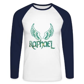 erzengel raphael e 71 - Unisex Baseballshirt langarm - Weiß/Navy - Vorne - Nik (191cm)