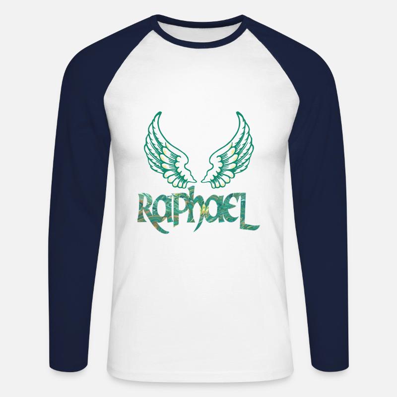 erzengel raphael e 71 - Unisex Baseballshirt langarm - Weiß/Navy