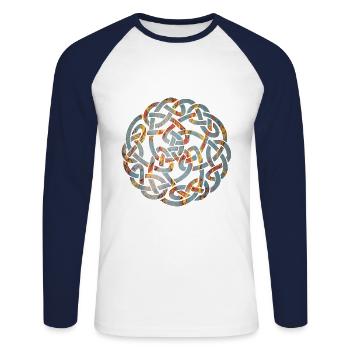 noeud celtique 5 e 19 - T-shirt baseball manches longues Homme - blanc/marine - Devant - Nik (191cm)