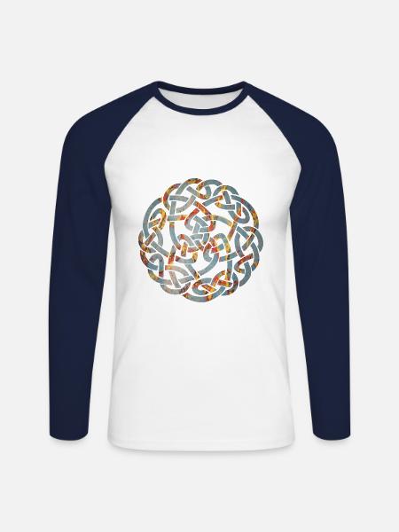 celtic knot 5 e 19 - Unisex Long Sleeve Baseball T-Shirt - white/navy