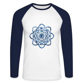noeud celtique 19 e 206 - T-shirt baseball manches longues Homme - blanc/marine - Devant - Nik (191cm)