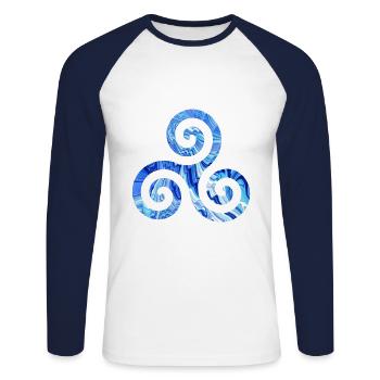 symbole celtique 1 e 80 - T-shirt baseball manches longues Homme - blanc/marine - Devant - Nik (191cm)