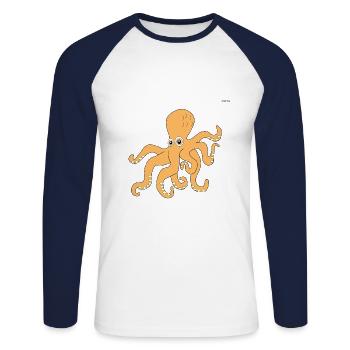 Octopus - Unisex Long Sleeve Baseball T-Shirt - white/navy - Front - Nik (191cm)